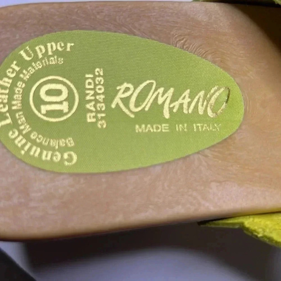 Romano Italy Y2K green Leather & Wooden block heels size 10 - Picture 7 of 7